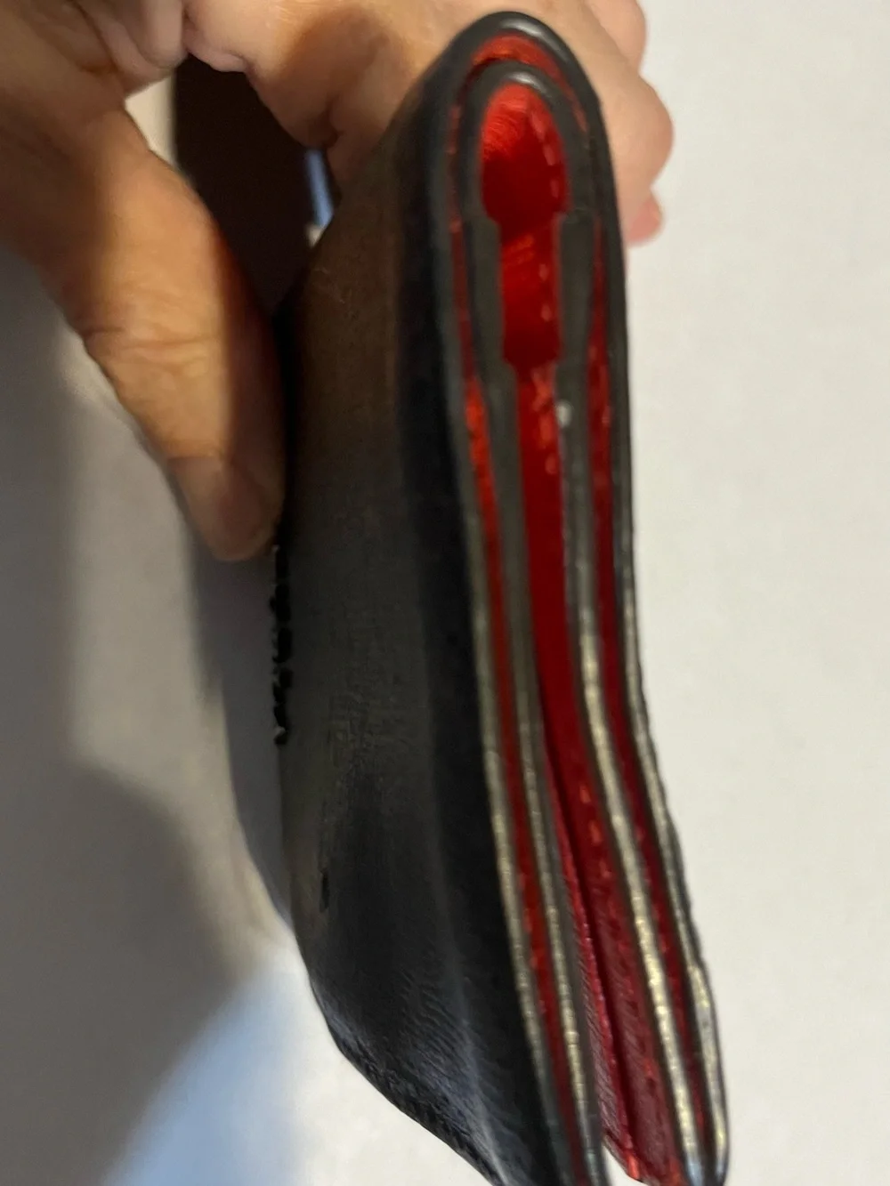 Furla Leather Bifold Wallet in Dark Brown with Red Accents